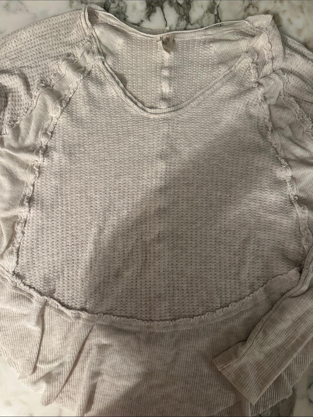 We The Free Ivory Waffle Long Sleeve Top